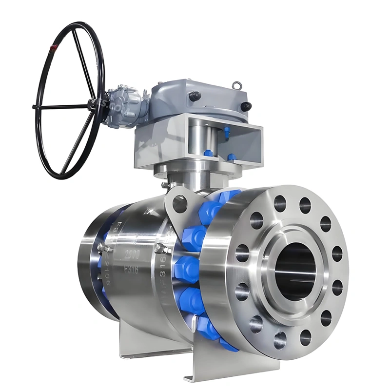 ANSI CE DN200 Class 2500LB Stainless Steel F316/F304 Flange-RTJ 3PC Worm Gear Trunnion Ball Valve