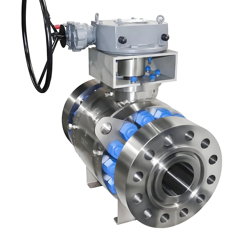 ANSI CE DN200 Class 2500LB Stainless Steel F316/F304 Flange-RTJ 3PC Worm Gear Trunnion Ball Valve
