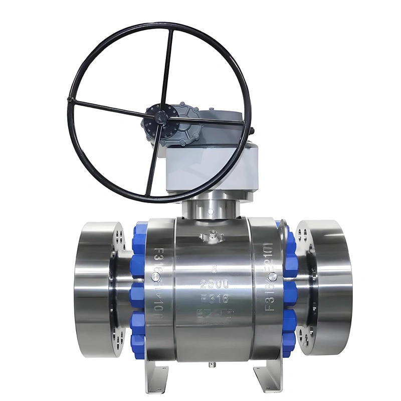 ANSI CE DN200 Class 2500LB Stainless Steel F316/F304 Flange-RTJ 3PC Worm Gear Trunnion Ball Valve