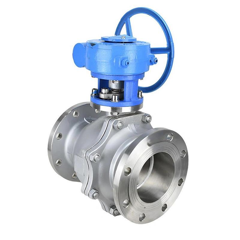 API/CE/ASME Compliant Stainless Steel CF8 Flanged Soft Seal Worm Gear Floating Ball Valve