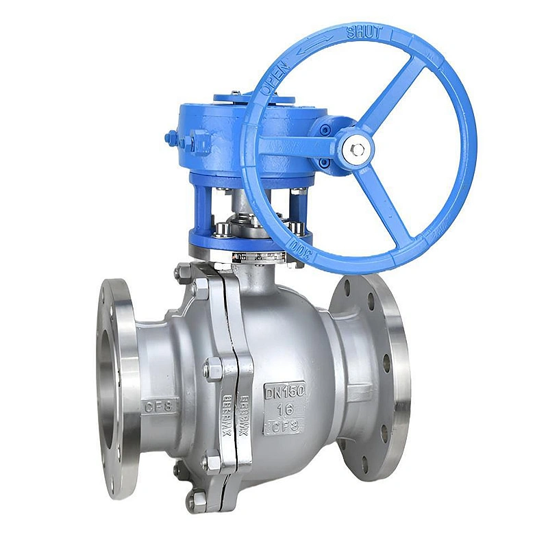 API/CE/ASME Compliant Stainless Steel CF8 Flanged Soft Seal Worm Gear Floating Ball Valve
