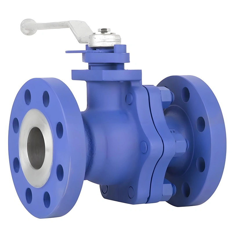 DIN DN50 300LB Manual Cast Iron WCB PTFE Soft Seal Flange Floating Ball Valve