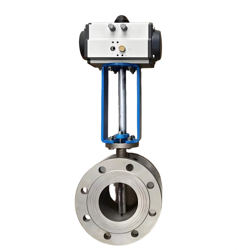 DN100 PN10 310S Metal Seal Pneumatic Single Acting Wafer Butterfly Valve