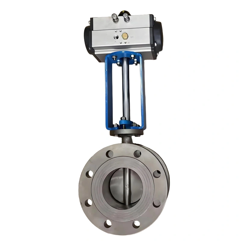 DN100 PN10 310S Metal Seal Pneumatic Single Acting Wafer Butterfly Valve