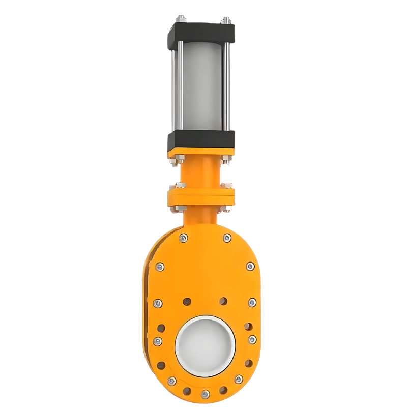 DN100 PN16 Pneumatic Ceramic Discharge Double Gate Valve