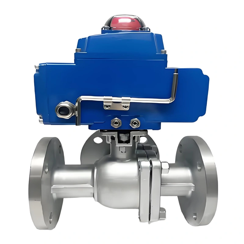 Electric 3 Way Flange Ball Valve Electric Actuator V Style Ball Valve