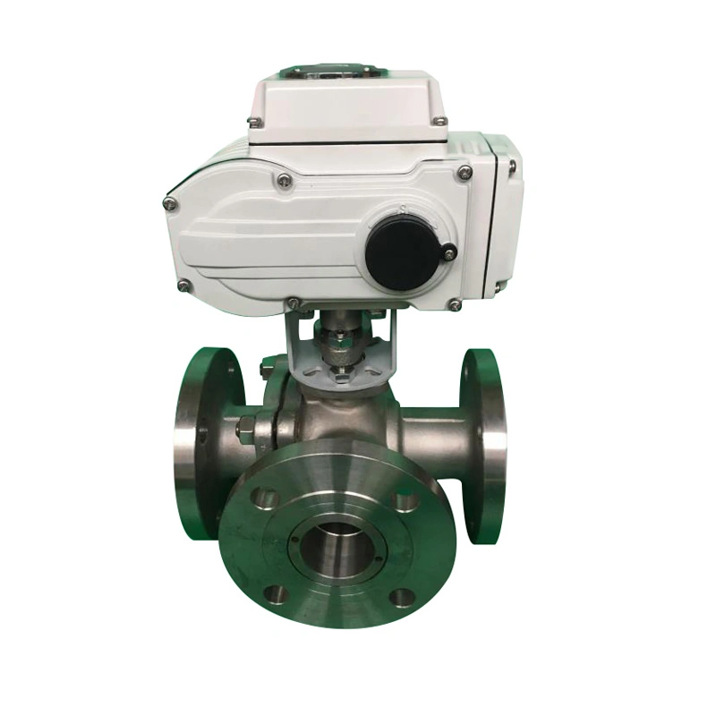 Electric Actuator WCB CF8M Stainless Steel Flange Motorized 3 Way Ball Valve