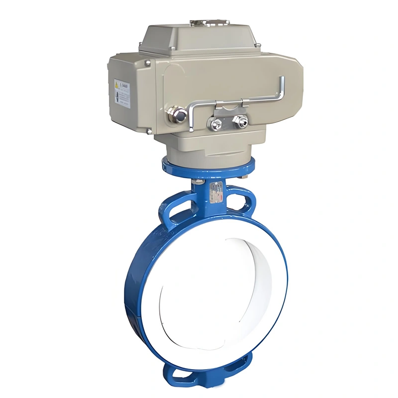 DN50~DN600 PN16 GGG40 Pneumatic Wafer PTFE Lined Butterfly Valve