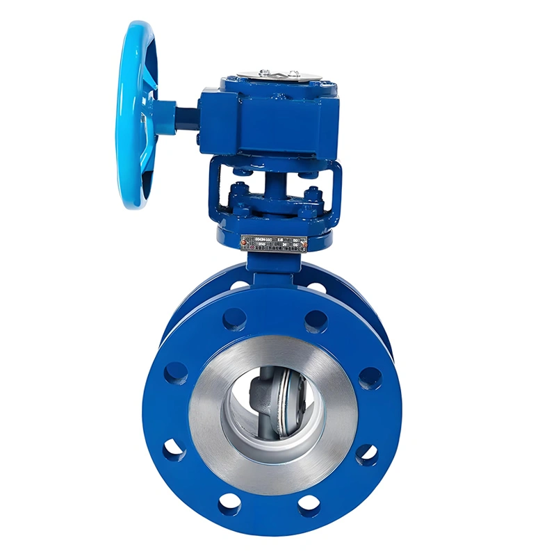 DN100 PN16 Manual Turbine Triple Eccentric Multi-Layer Hard Seal Flange Butterfly Valve