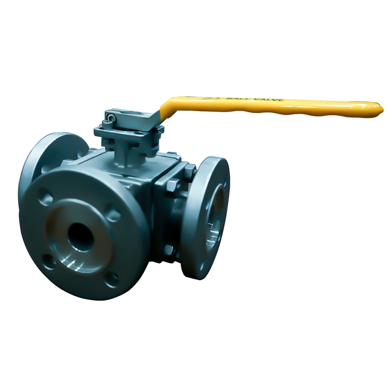 Stainless Steel Ball Valve 5″ Motorized Handle Three-way Valve with Pneumatic Drive DN200mm 3 Way Flanged Ball Valve