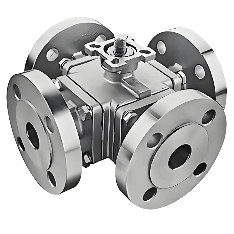 DN80 PN16 Multi Port 4 Way Ball Valve Stainless Steel 304/316 Manual Flange Four-way Ball Valve