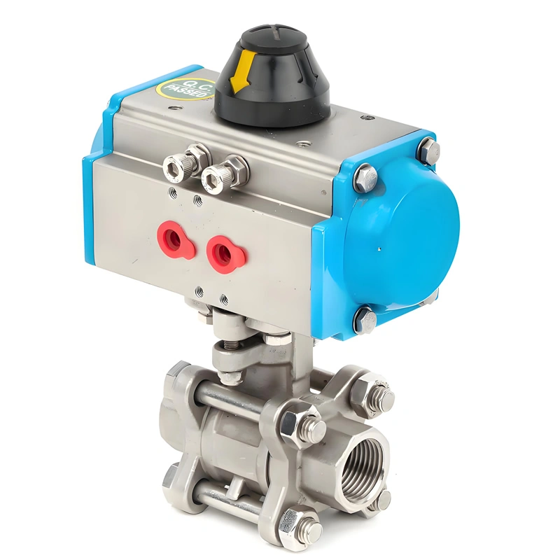 1/2″~4″ PN10~PN64 304/316 Stainless Steel 3-PC Full Port Pneumatic Internal Thread Ball Valve