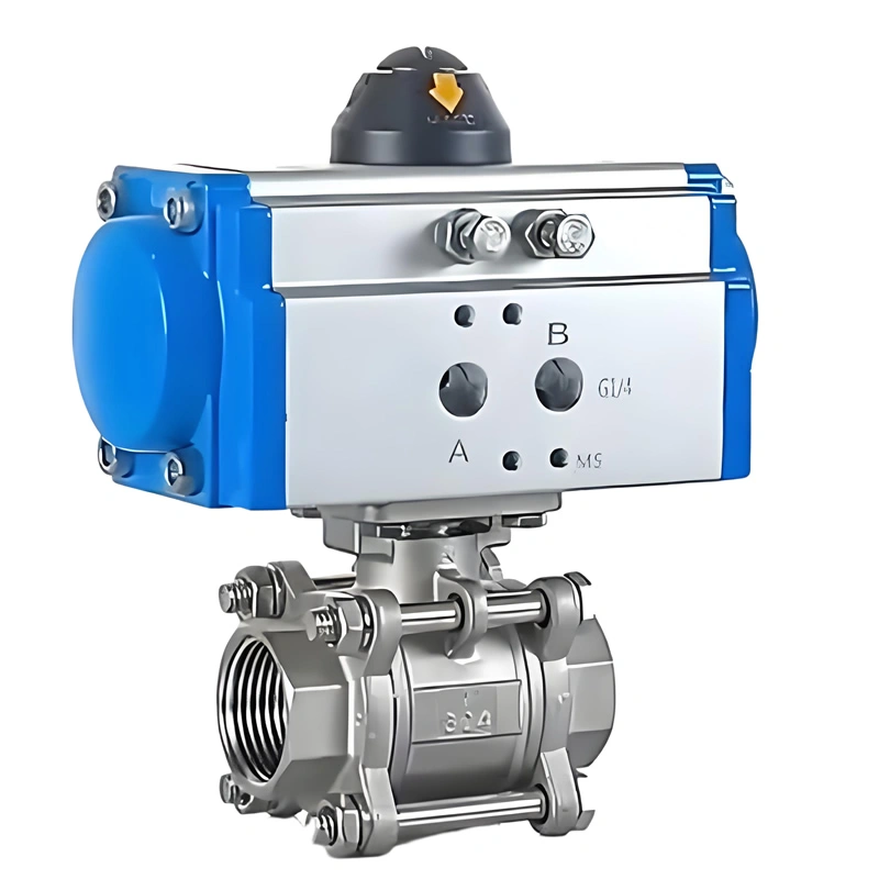 1/2″~4″ PN10~PN64 304/316 Stainless Steel 3-PC Full Port Pneumatic Internal Thread Ball Valve