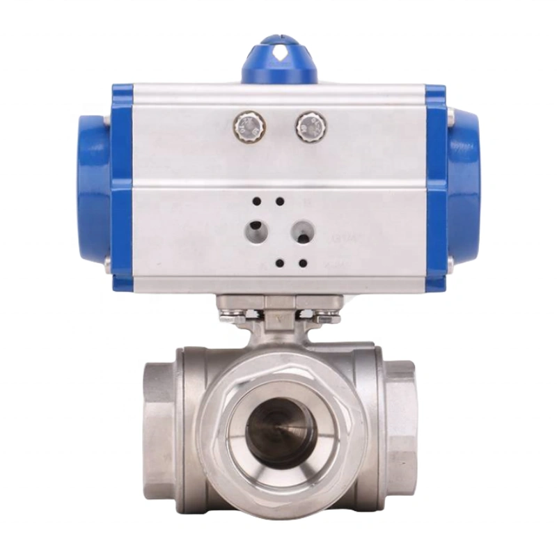 Pneumatic 3-way Ball Valve ISO ANSI Stainless Steel Reversing Valve Switching Valve