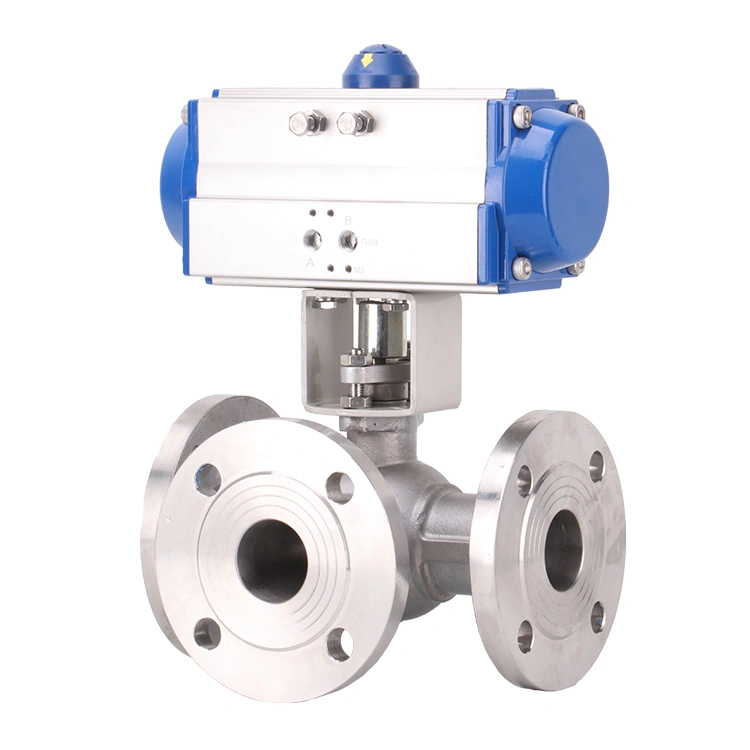 Pneumatic 3-way Ball Valve ISO ANSI Stainless Steel Reversing Valve Switching Valve