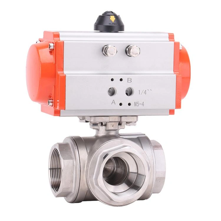 Pneumatic 3-way Ball Valve ISO ANSI Stainless Steel Reversing Valve Switching Valve