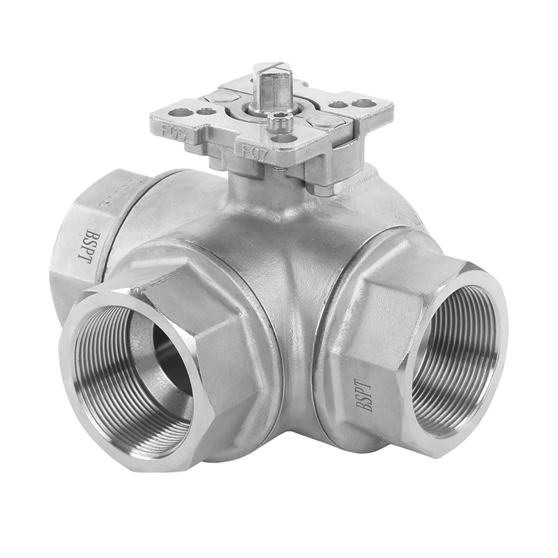 Pneumatic Actuator High Platform Mounting Pad Stainless Steel T Type 3 Way Ball Valves