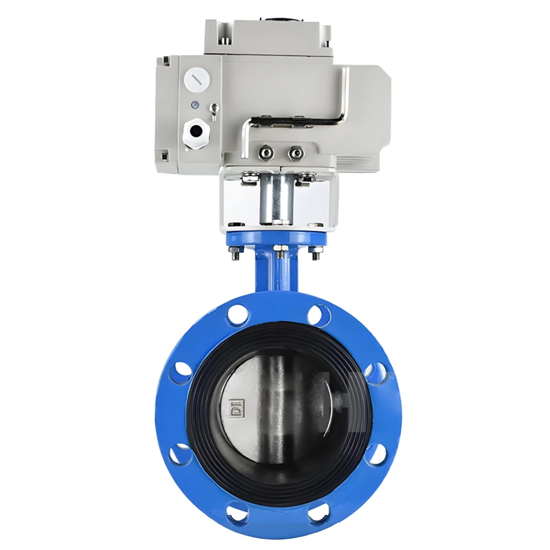 Pn16 Dn150 Wcb Single Double Flange Motorized Soft Sealing Electric Actuator Butterfly Valve