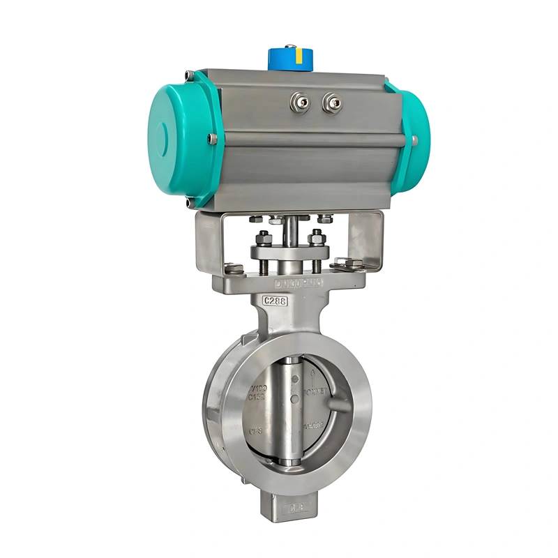Top-Quality Stainless Steel Pneumatic Butterfly Valve with Double Offset Design in Wafer Type for Water Oil Gas with API 609