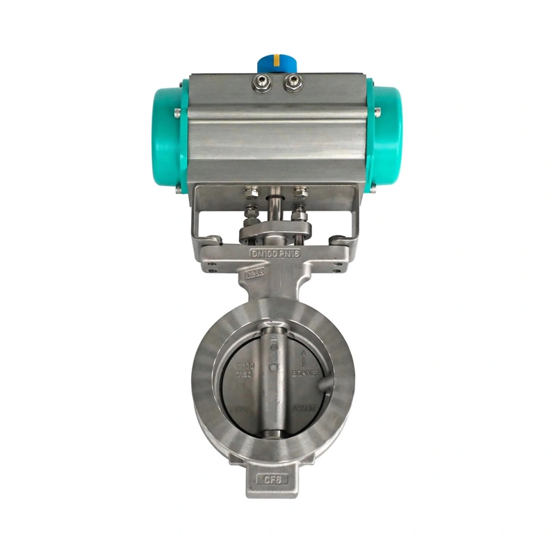 Top-Quality Stainless Steel Pneumatic Butterfly Valve with Double Offset Design in Wafer Type for Water Oil Gas with API 609